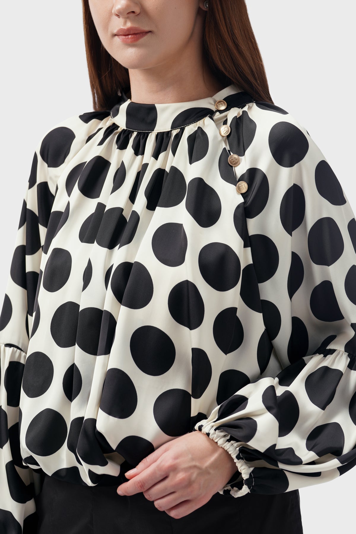 Jazzlyn Polka Blouse - Off White