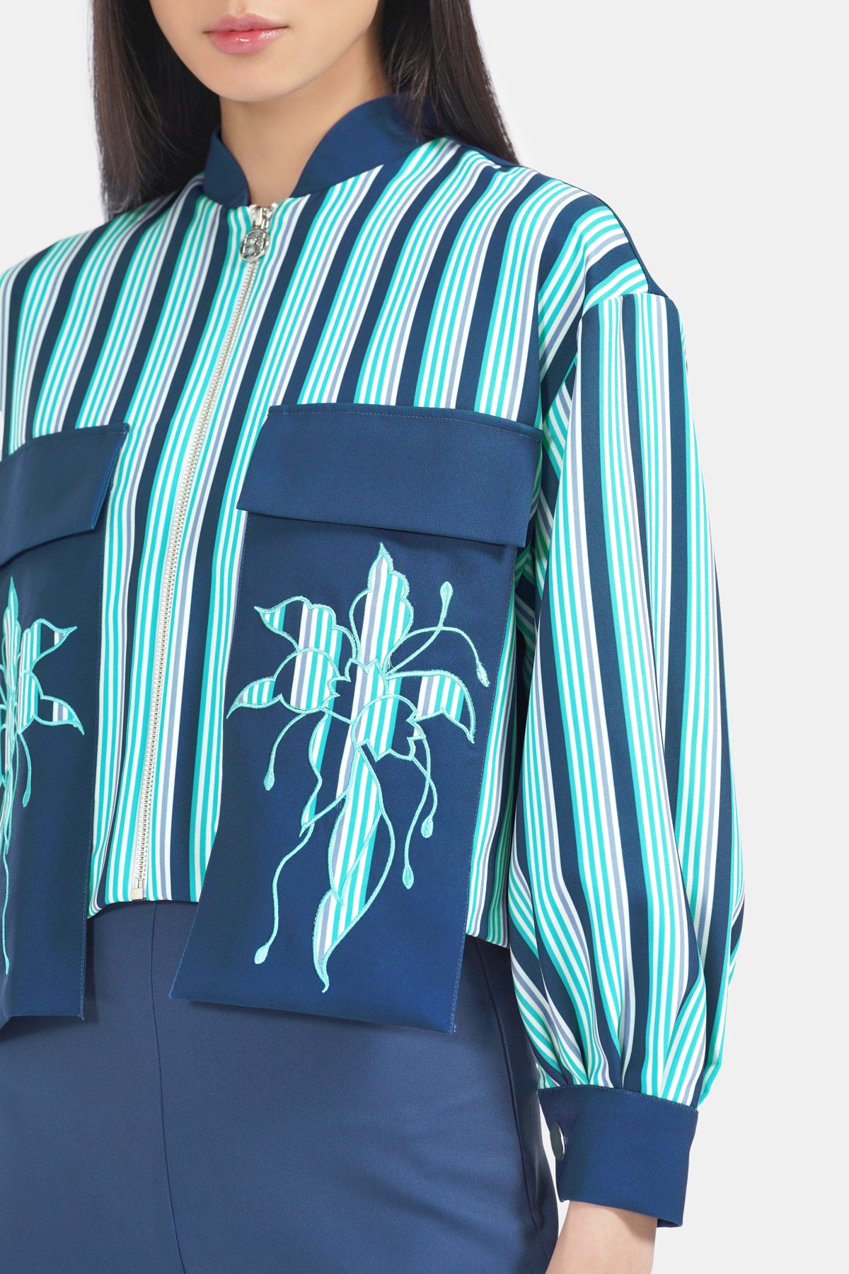 Jeniva Set Crop Jacket - Naval Blue