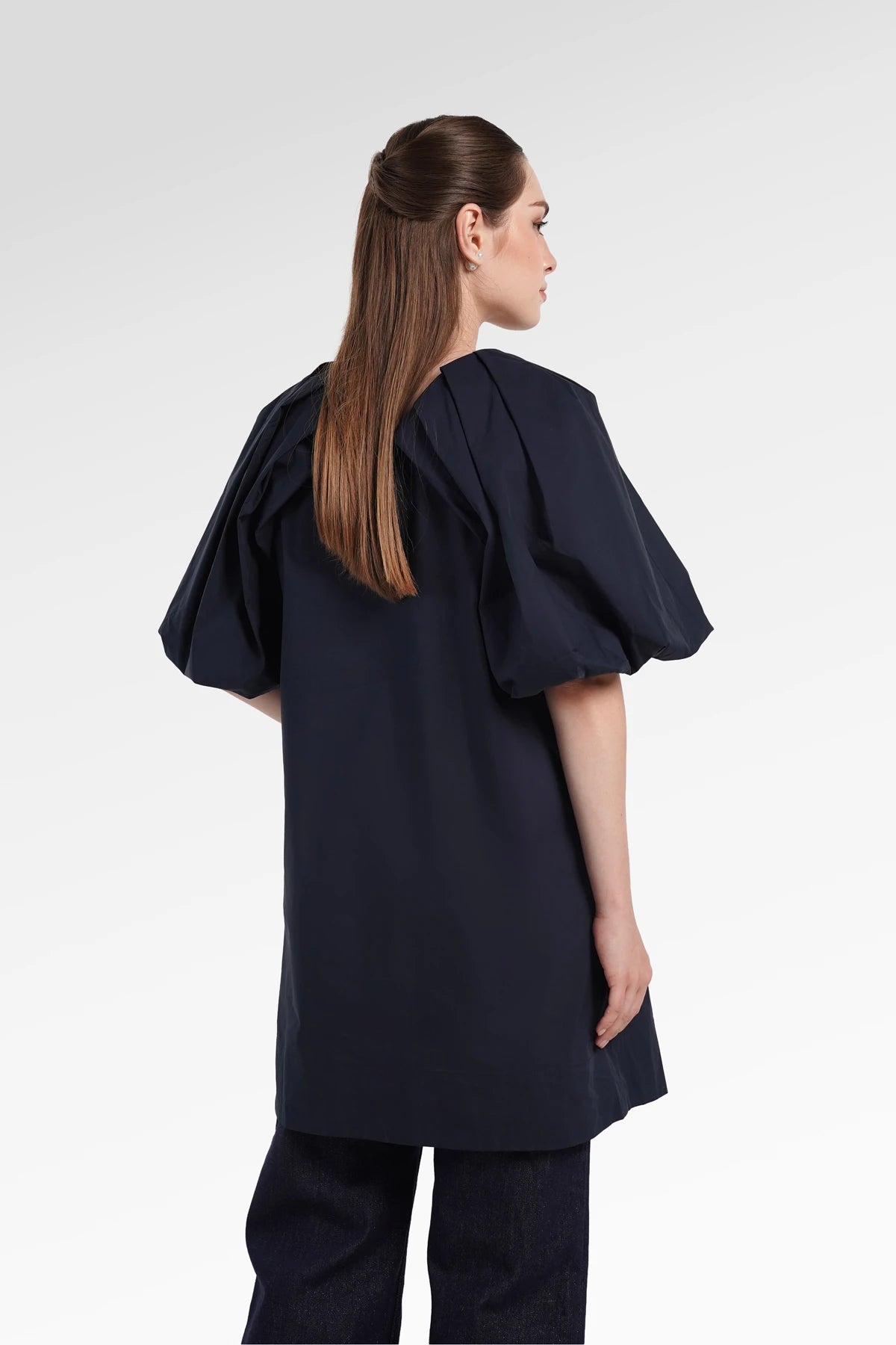 Jennie Puff Midi Dress - Navy