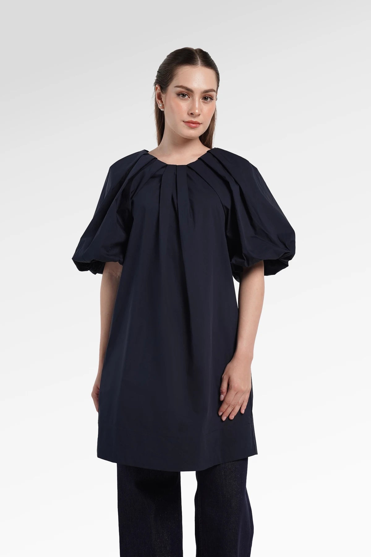 Jennie Puff Midi Dress - Navy
