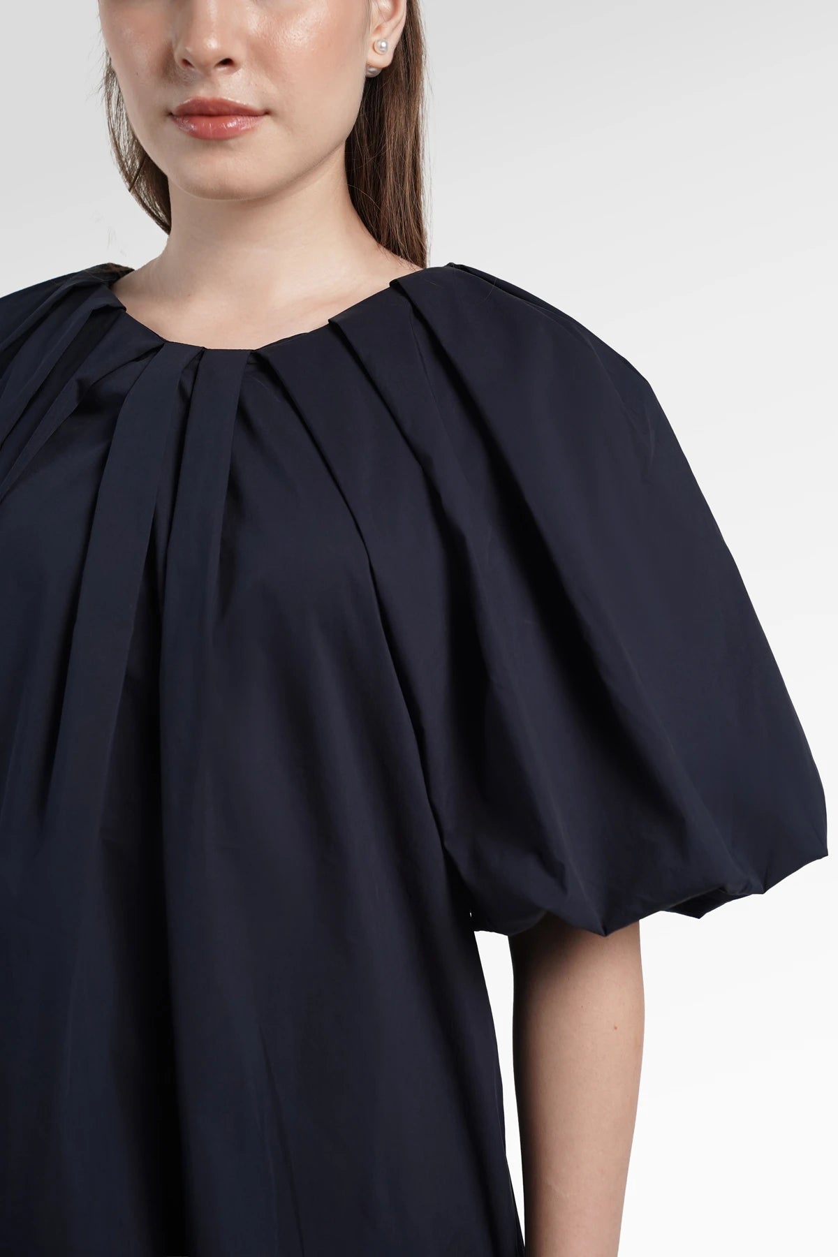 Jennie Puff Midi Dress - Navy