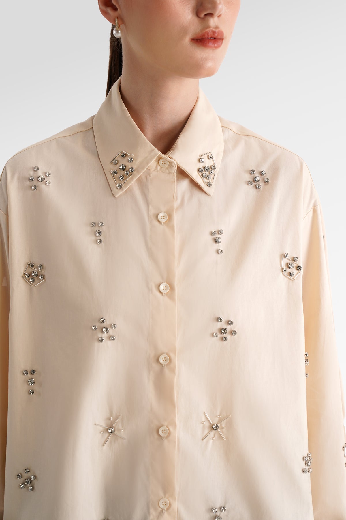Jilian Beads Shirt - Beige