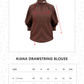 Kiana Drawstring Blouse - Brown