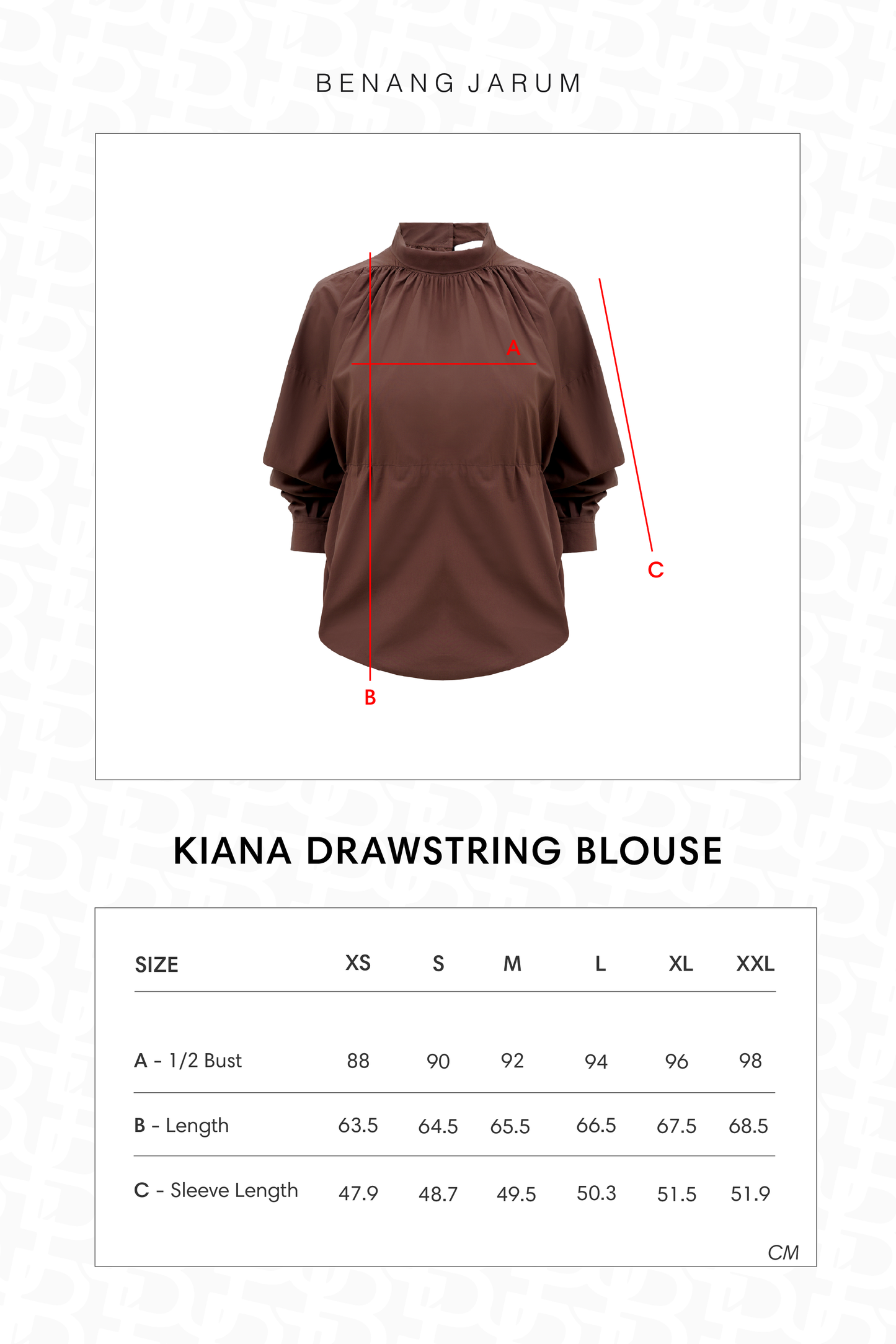 Kiana Drawstring Blouse - Brown