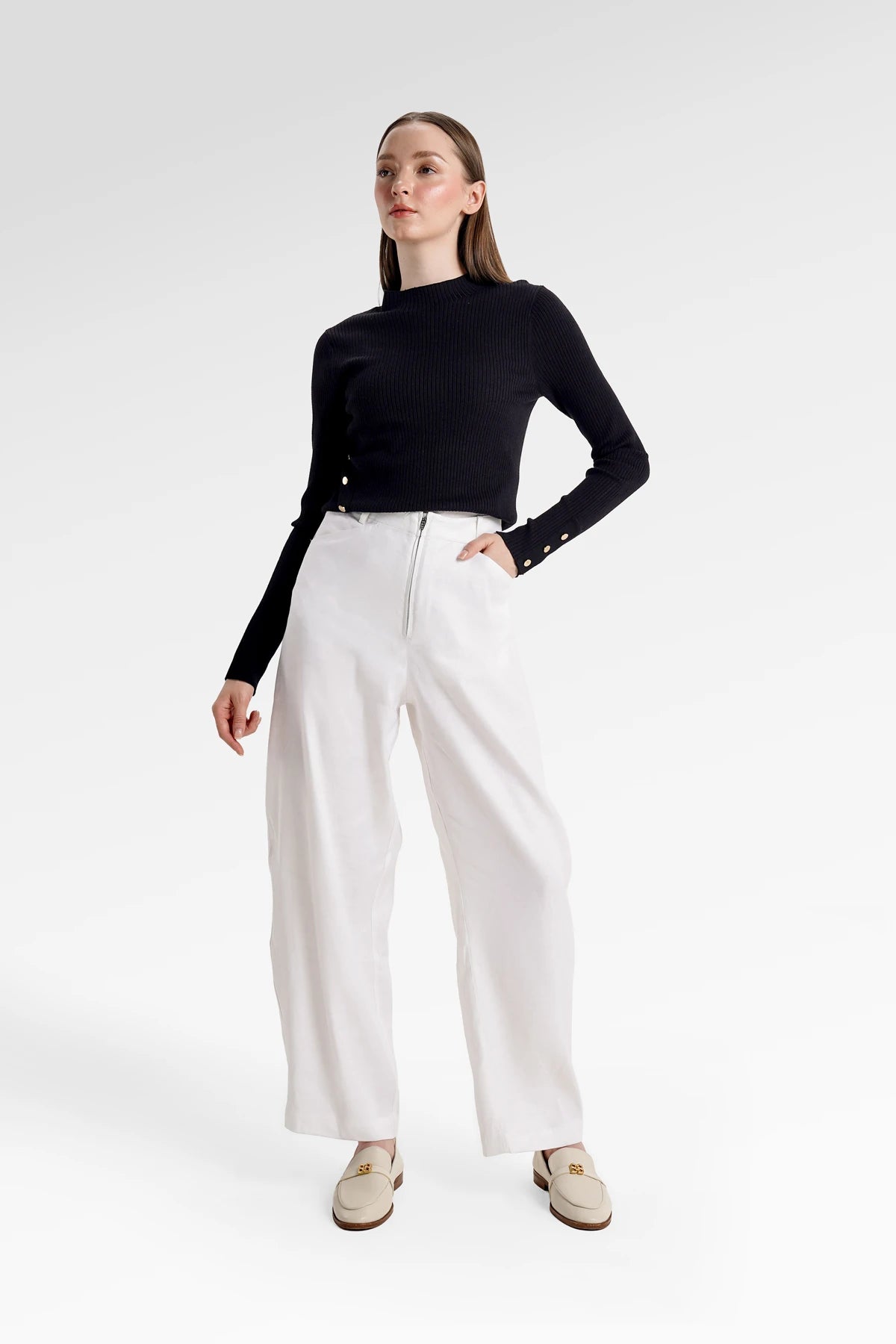 Kelly Barrel Pants - White