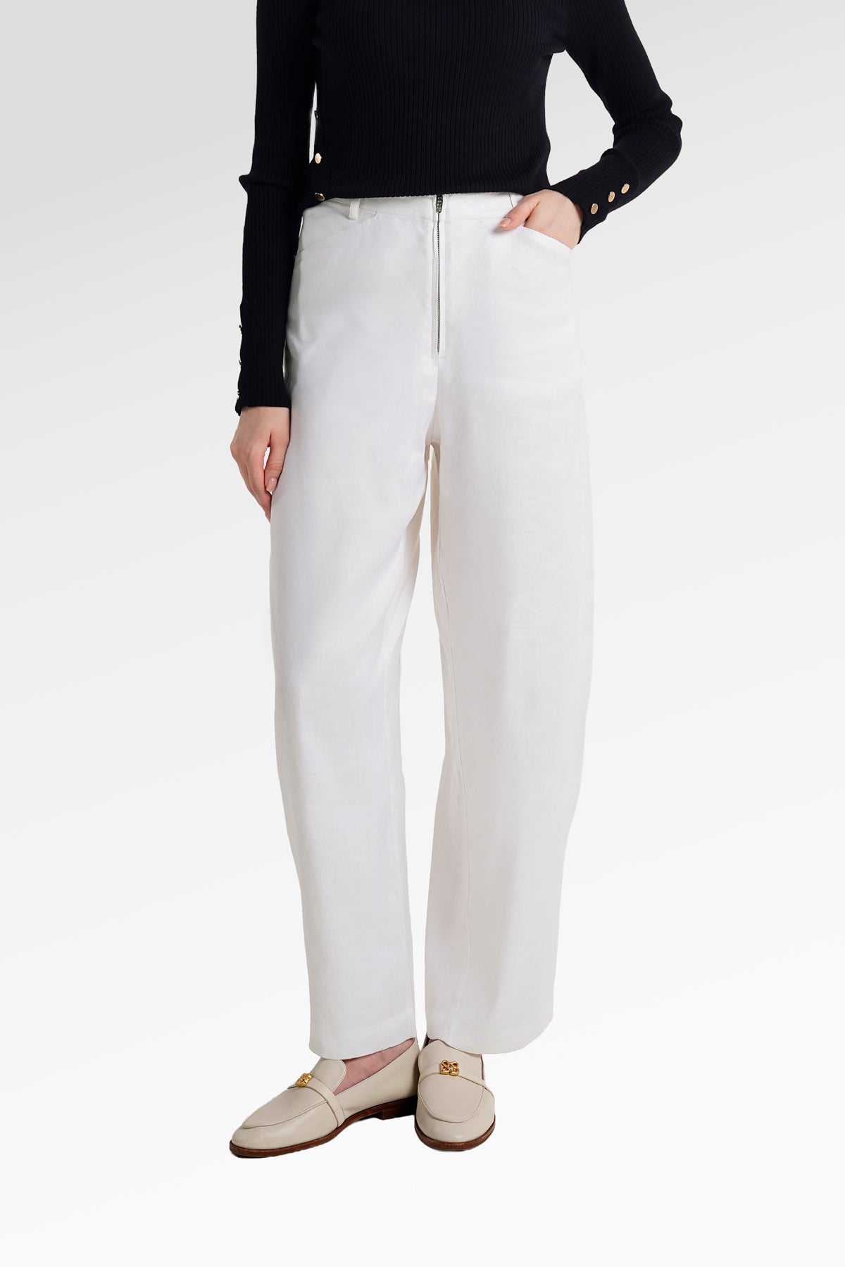Kelly Barrel Pants - White