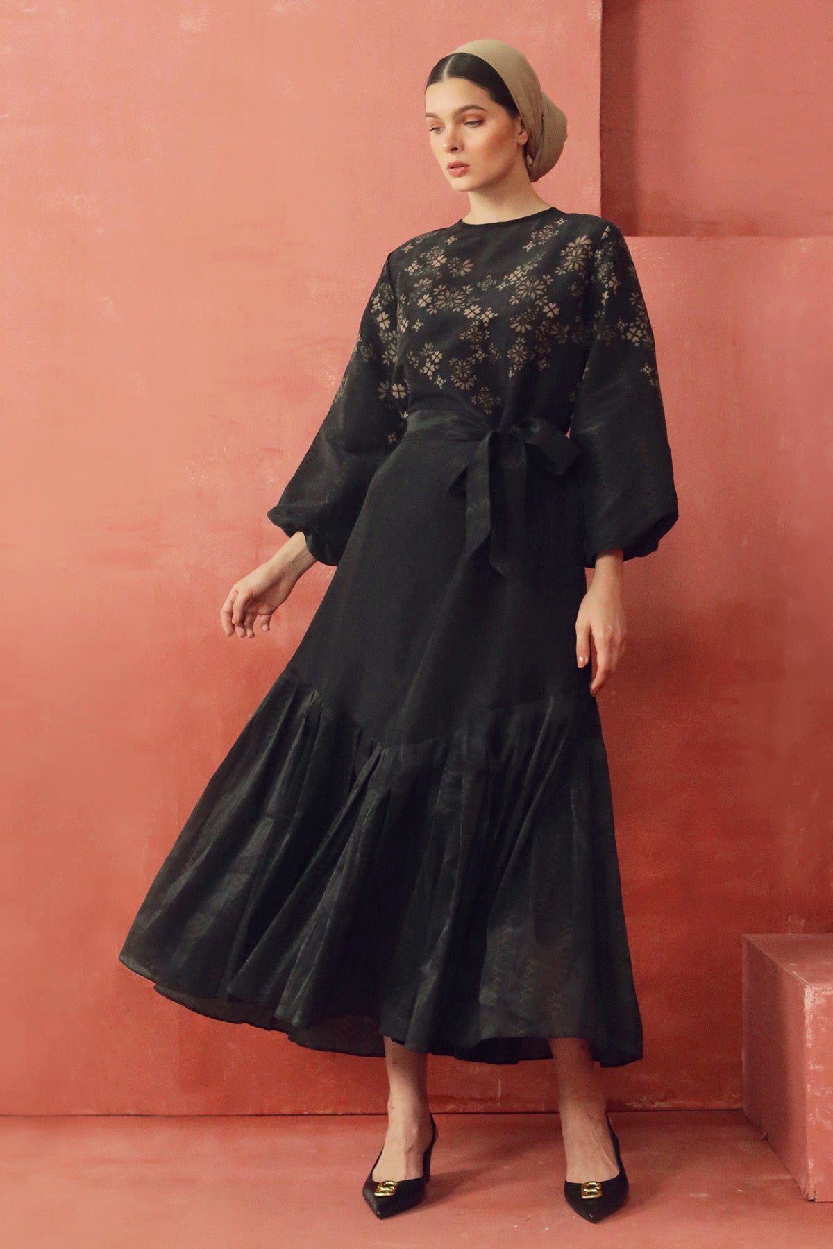 Khanum Ruffle Maxi Dress - Black