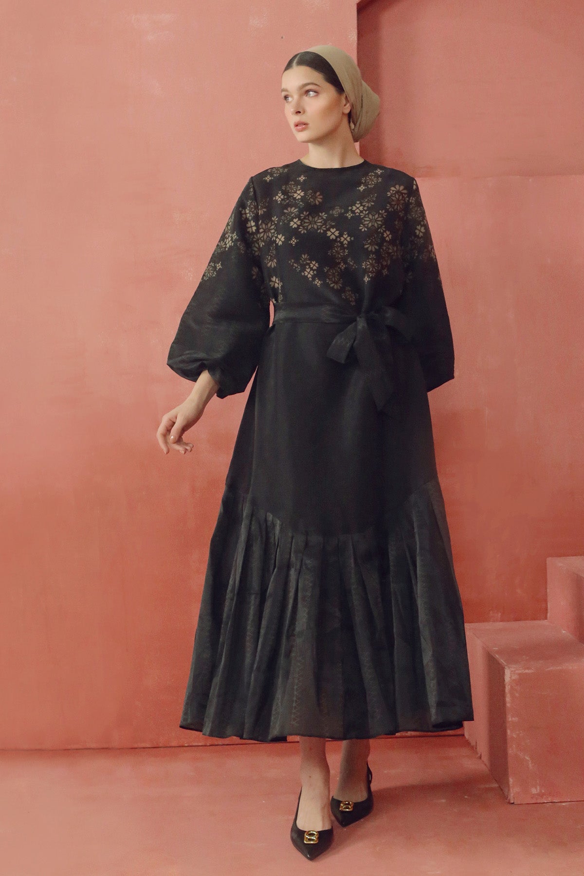 Khanum Ruffle Maxi Dress - Black