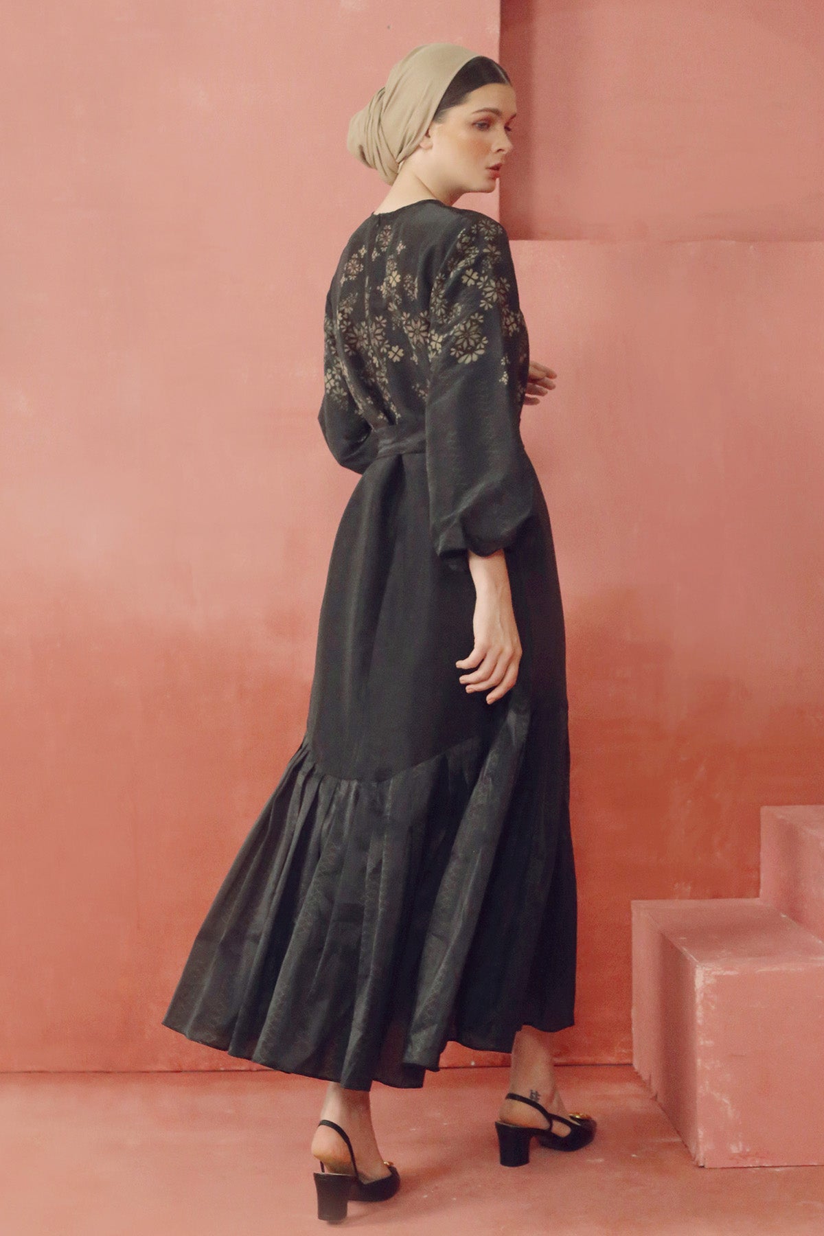 Khanum Ruffle Maxi Dress - Black
