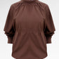 Kiana Drawstring Blouse - Brown