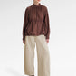 Kiana Drawstring Blouse - Brown
