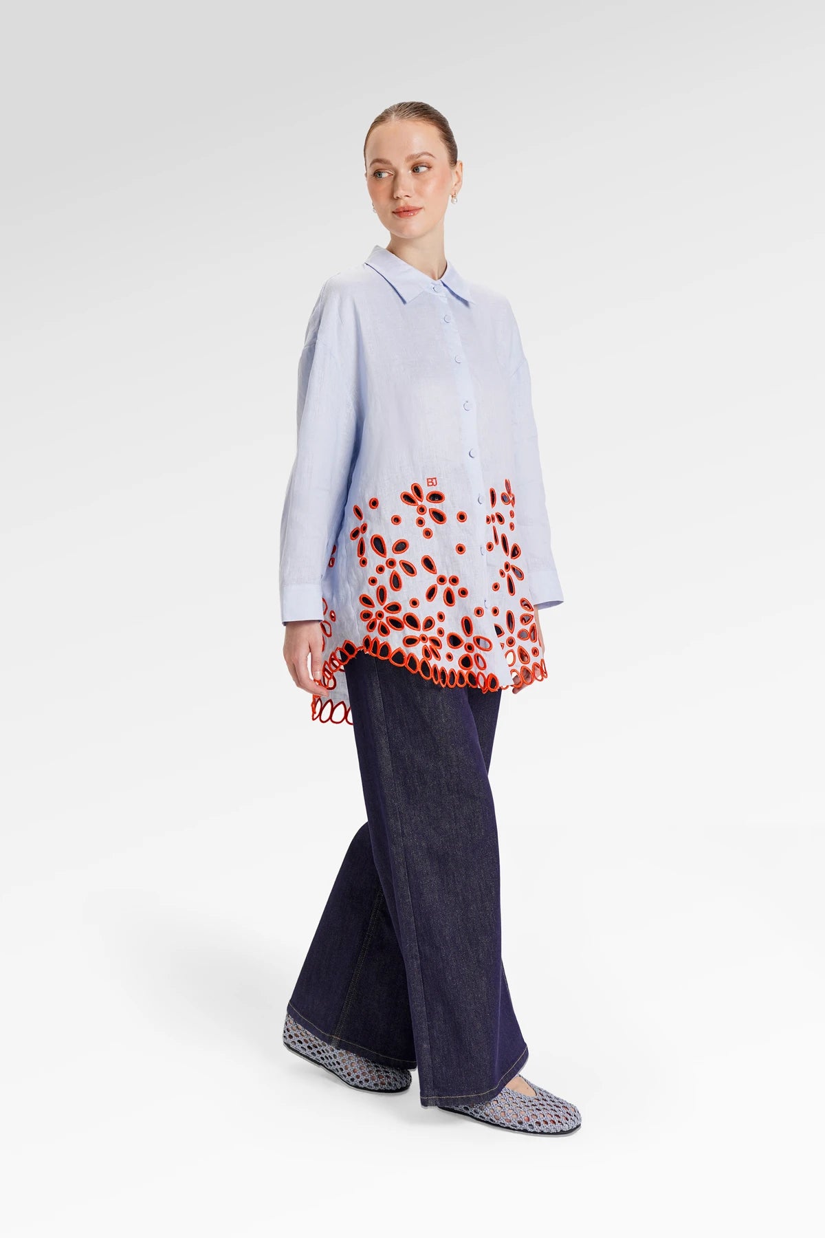 Lauren Embroidery Shirt - Blue