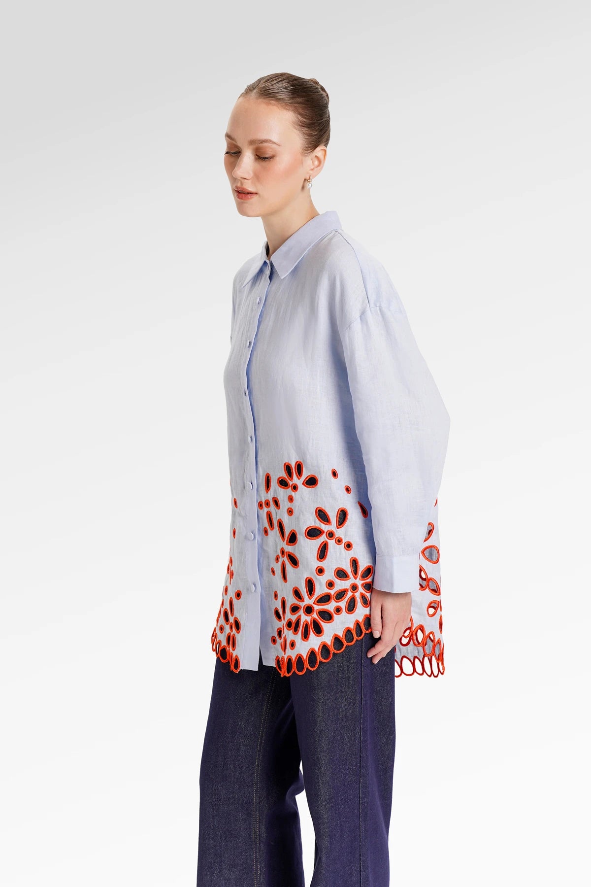 Lauren Embroidery Shirt - Blue