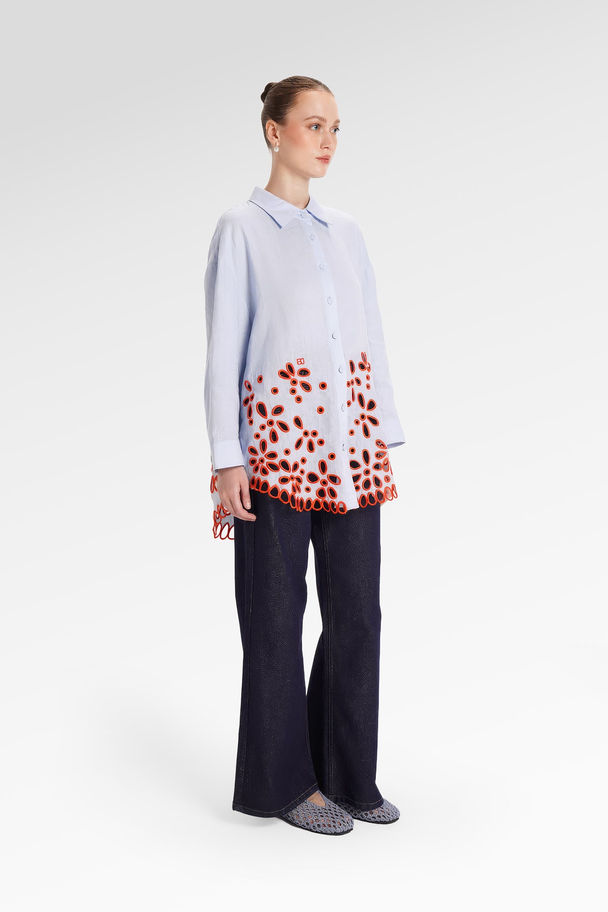 Lauren Embroidery Shirt - Blue