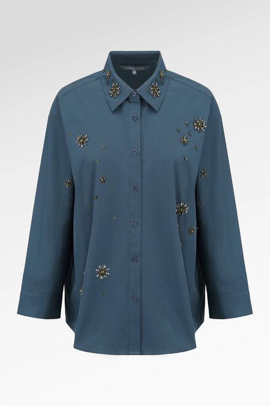 Lillian Embellishment Shirt - Deep Teal