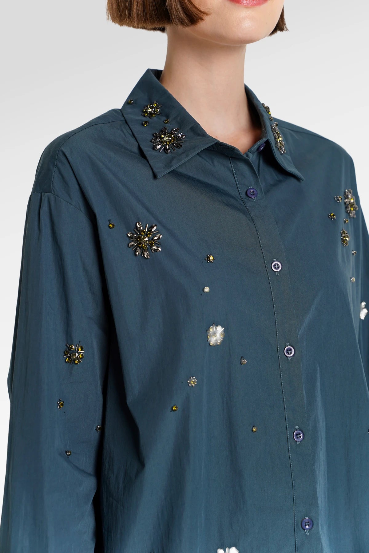Lillian Embellishment Shirt - Deep Teal