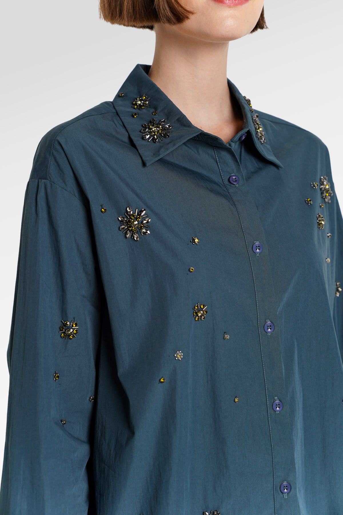 Lillian Embellishment Shirt - Deep Teal