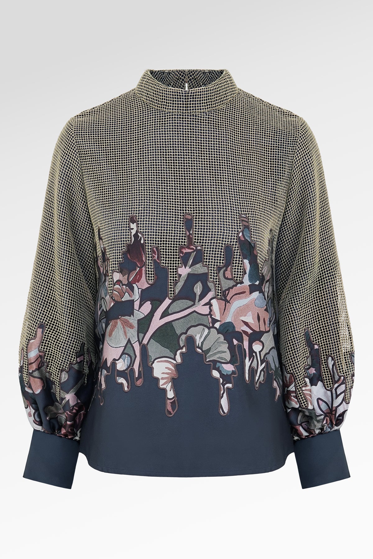 Liora Embroidery Lace Blouse - Navy