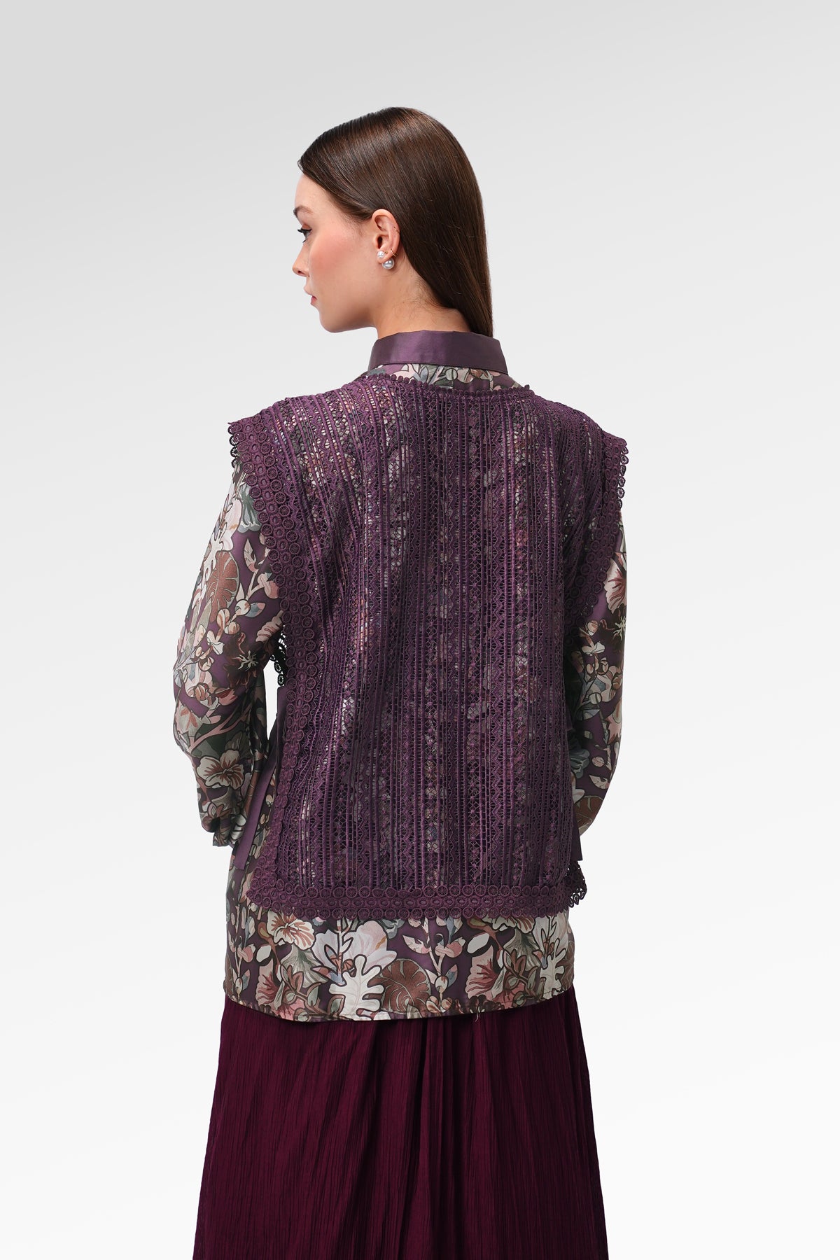 Liora Embroidery Set Vest - Purple