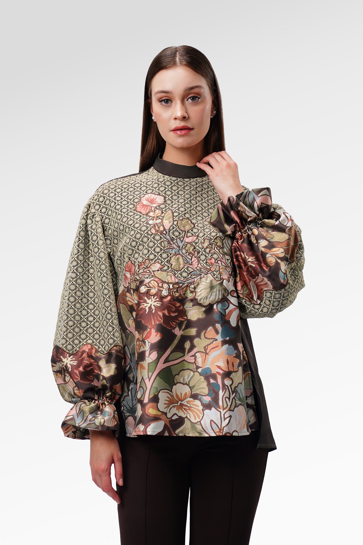 Liora Lace Blouse - Brown