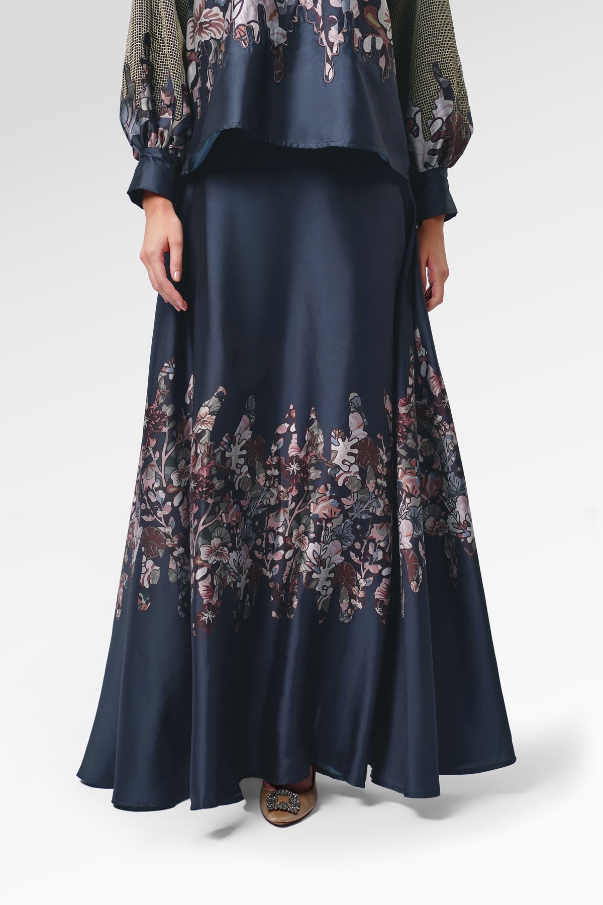 Liora Satin Skirt - Navy