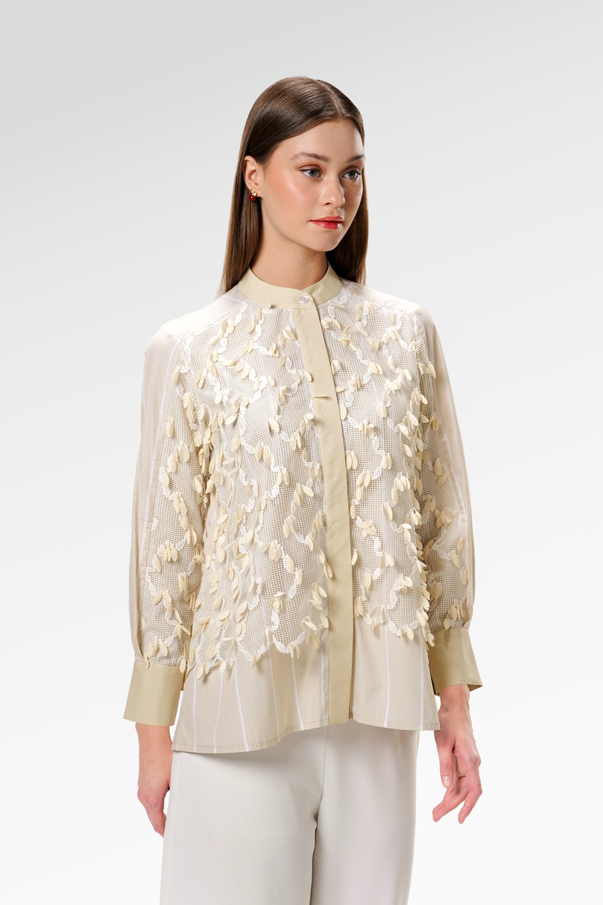 Lora Lace Shirt - Ivory Sand