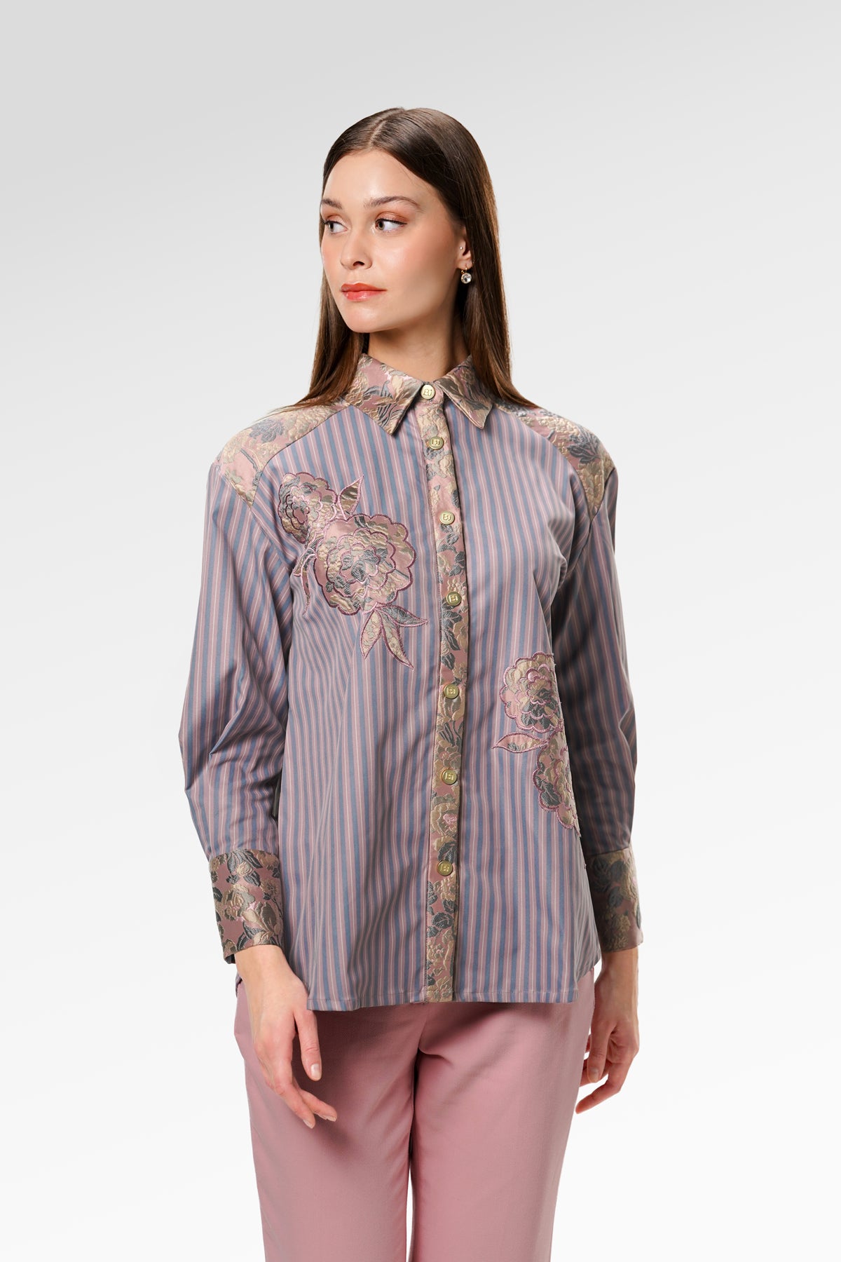 Lorine Embroidery Shirt - Moonlite Rose