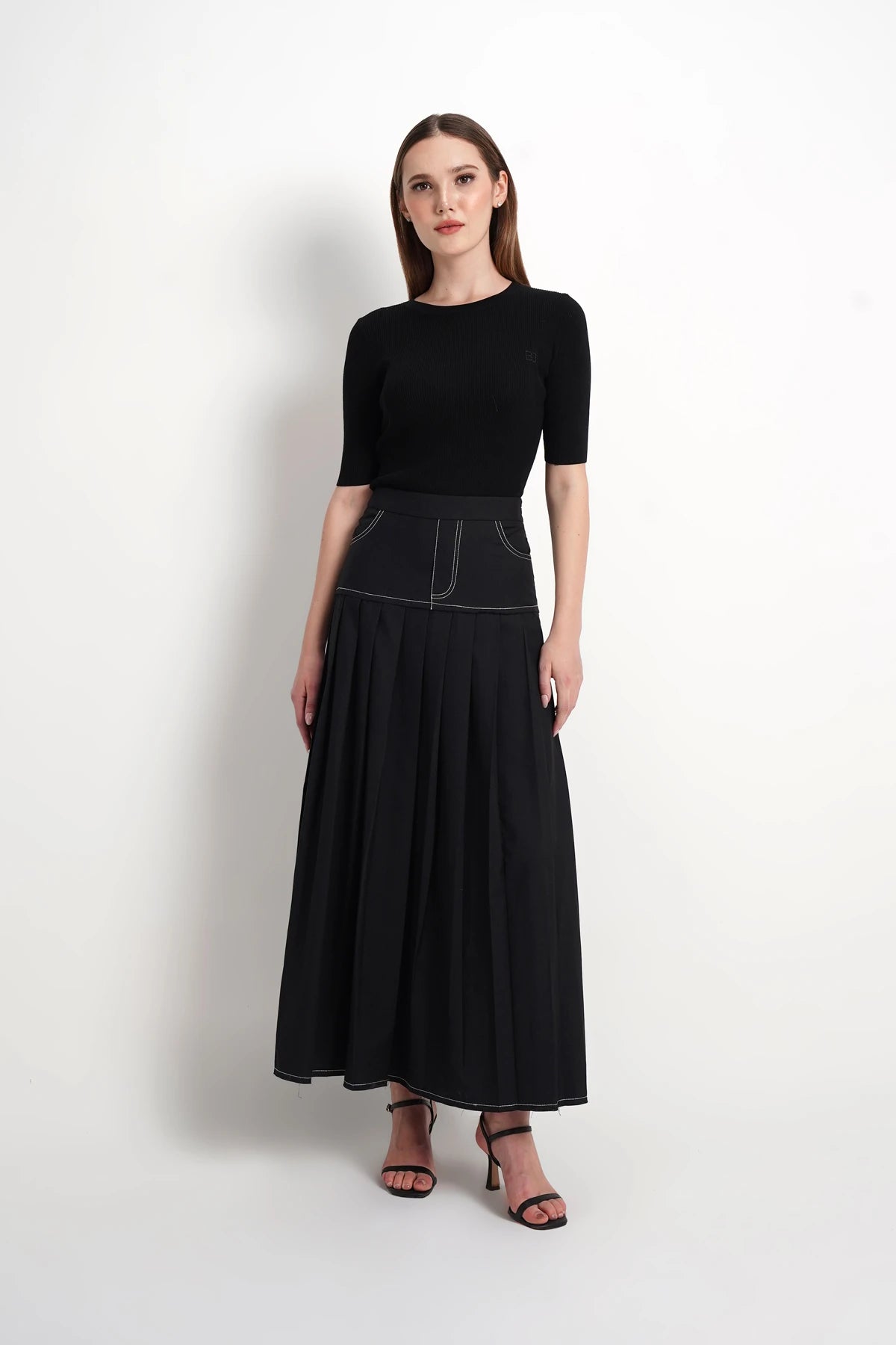 Louise Pleated Skirt - Black