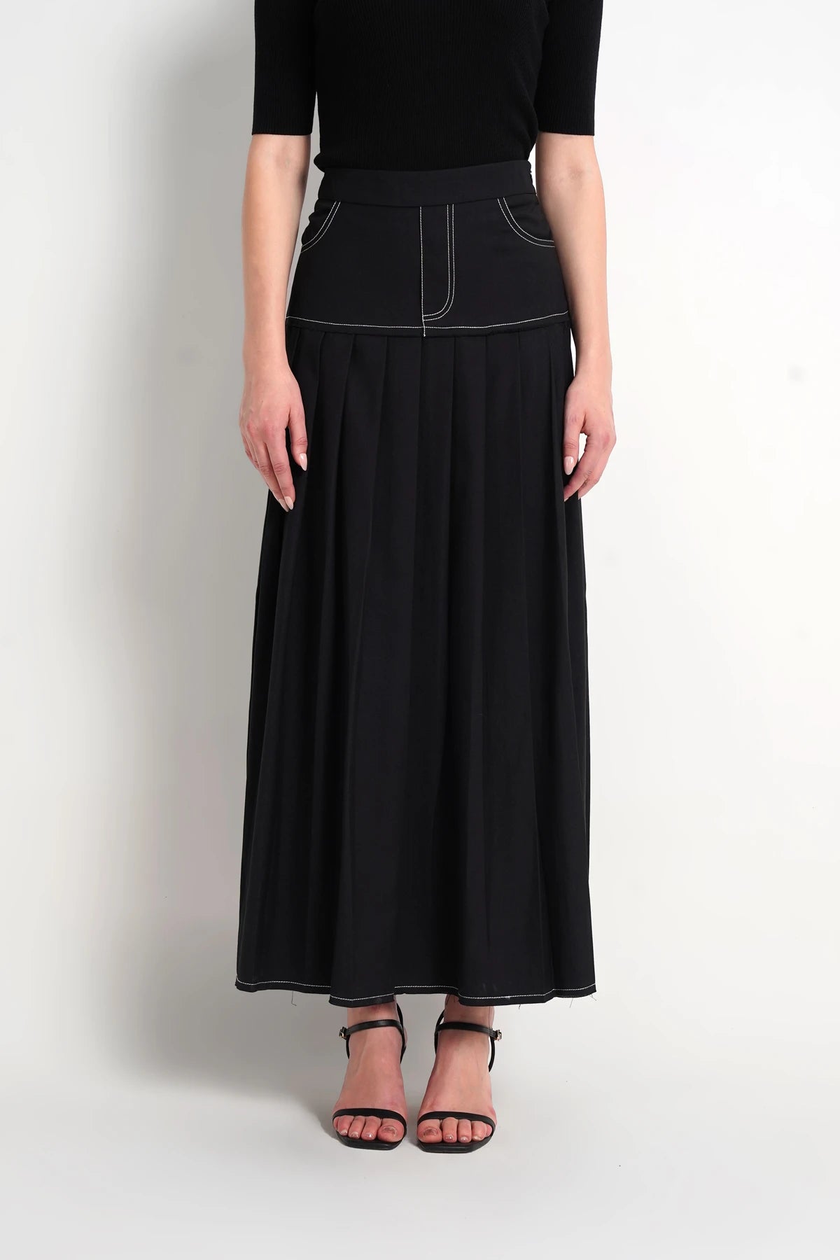 Louise Pleated Skirt - Black