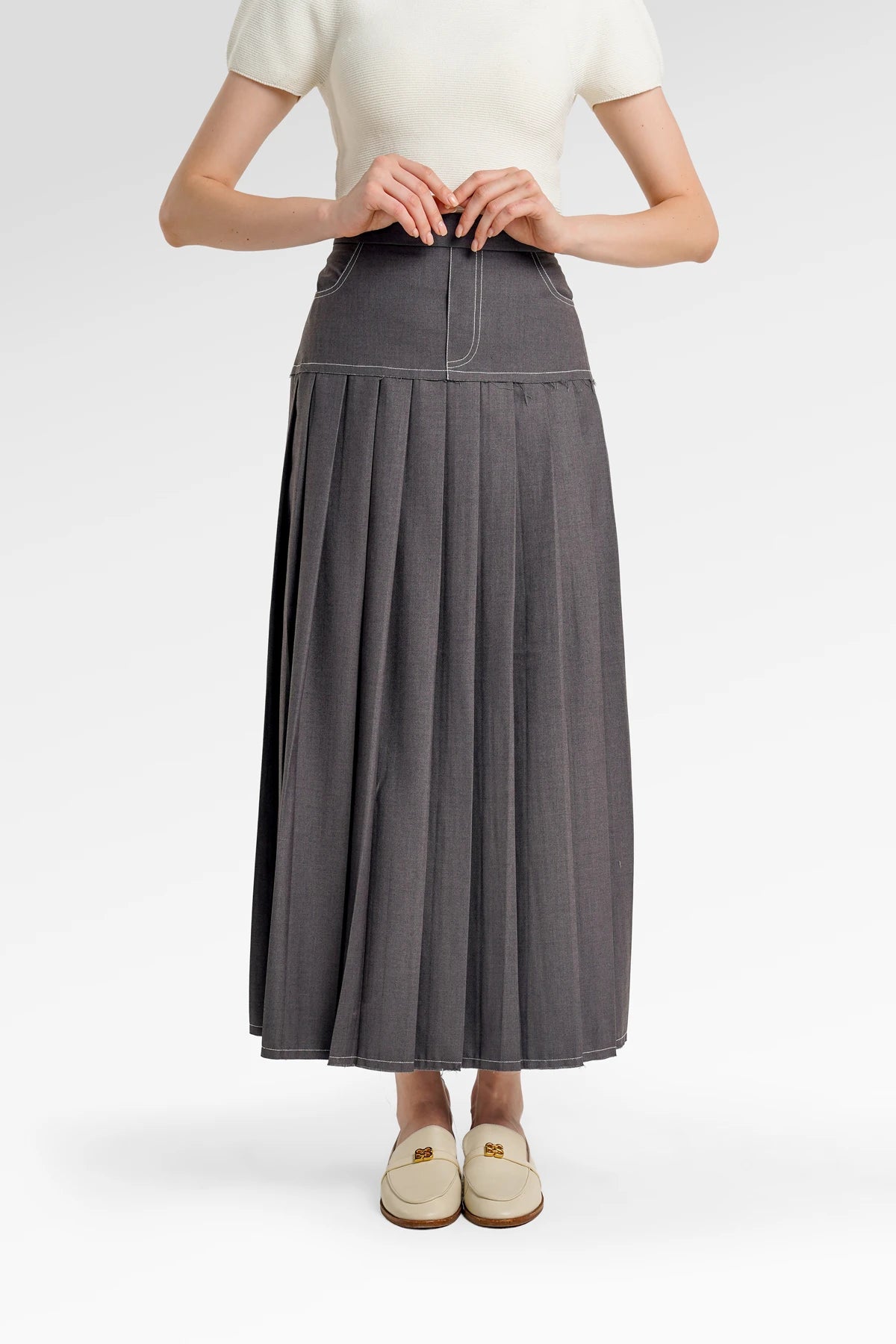 Louise Pleated Skirt - Gray