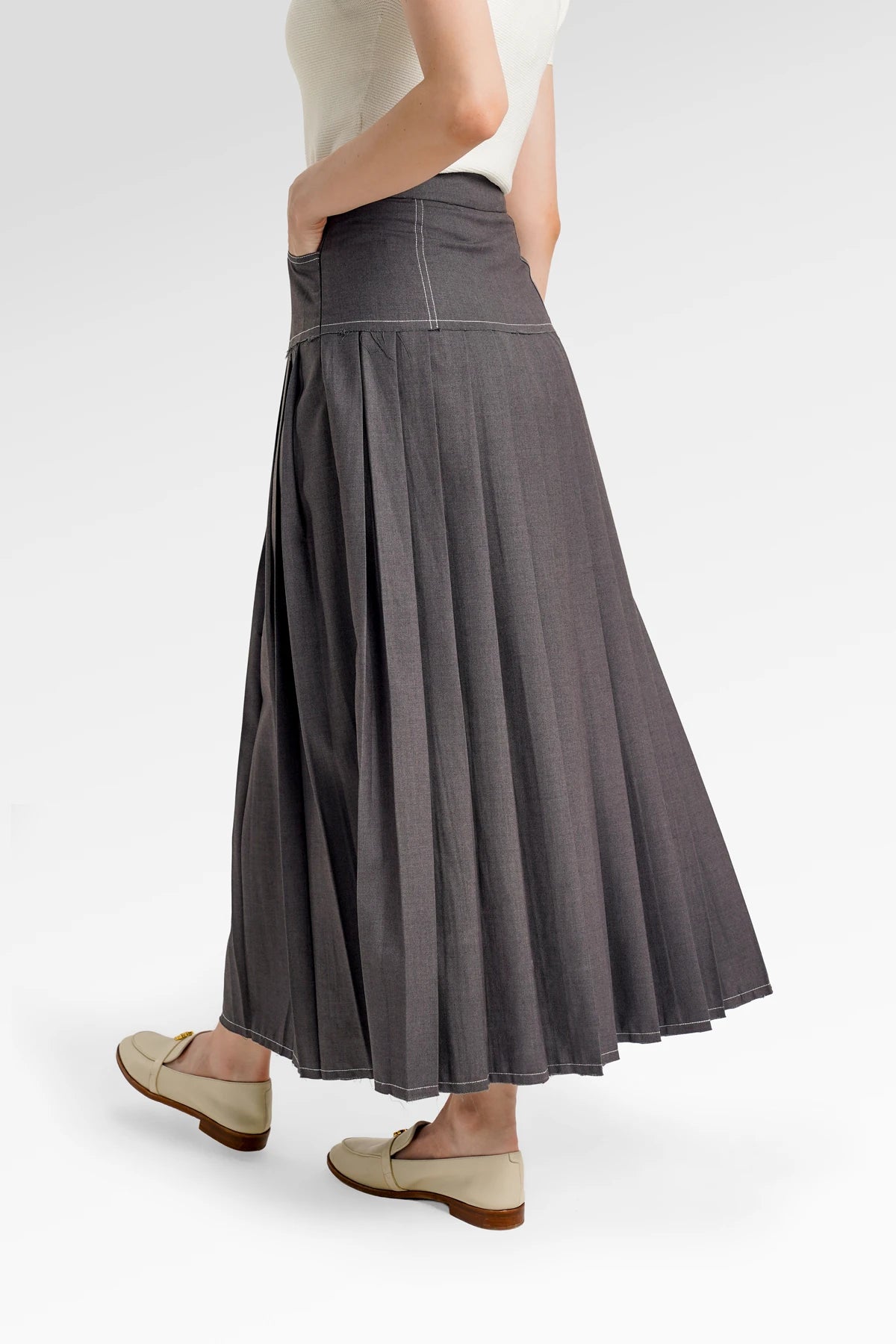 Louise Pleated Skirt - Gray