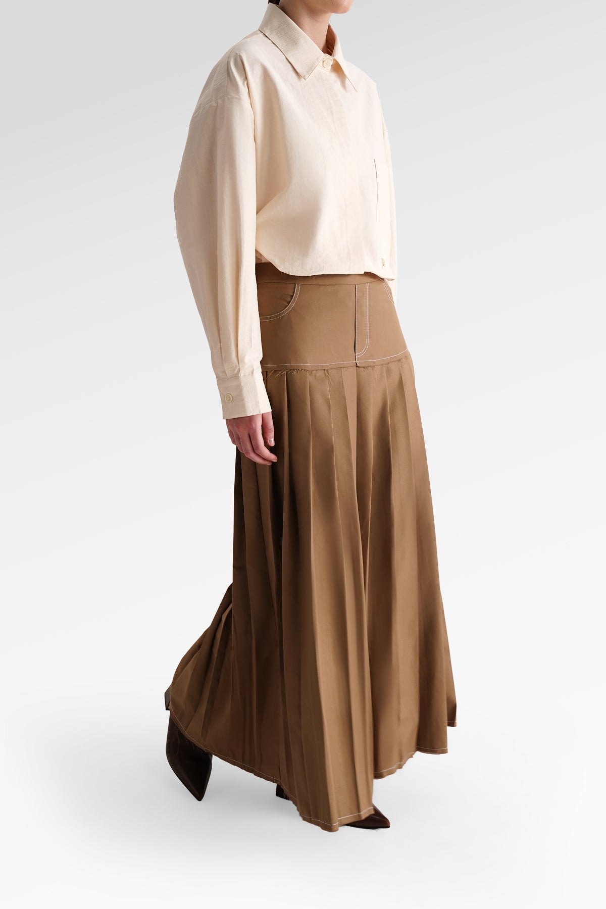 Louise Pleated Skirt - Khaki