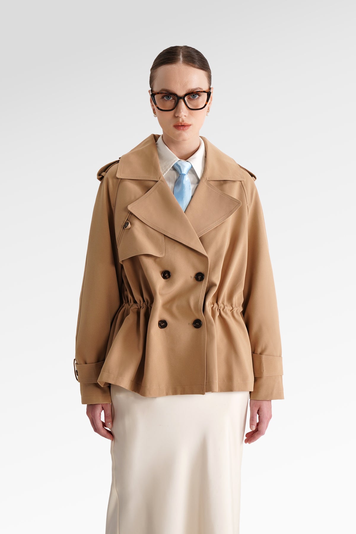 Lucy Cropped Trench - Khaki