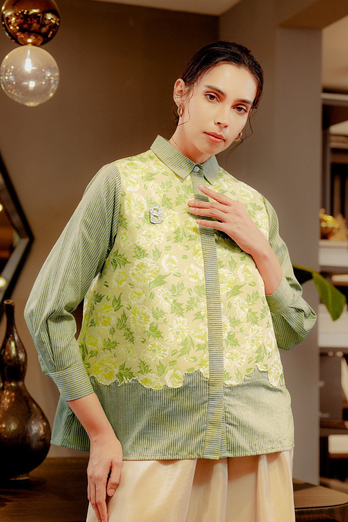 Luisha Jacquard Shirt - Yellow