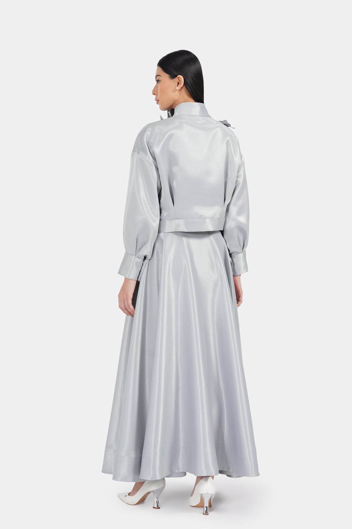 Lyserra Set Crop Shirt - Silver