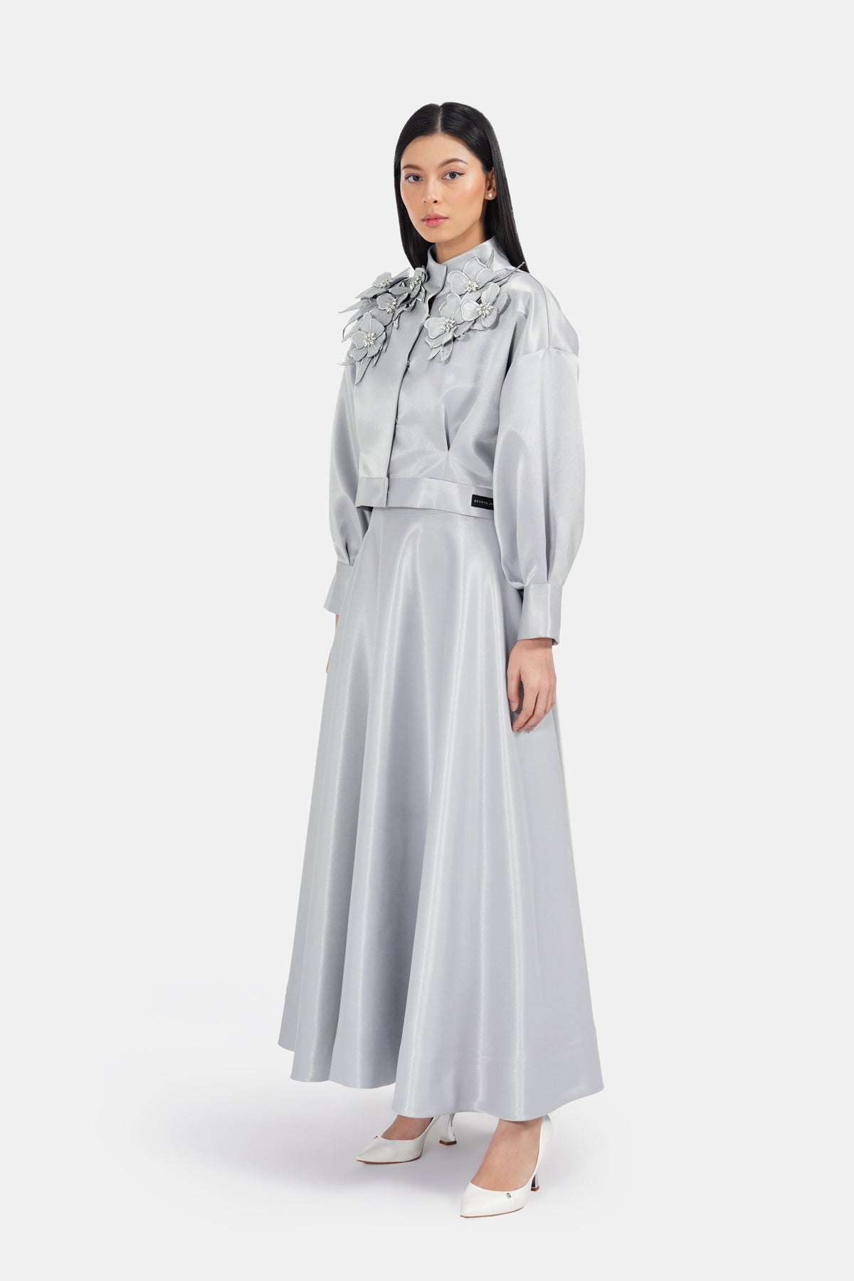Lyserra Set Crop Shirt - Silver