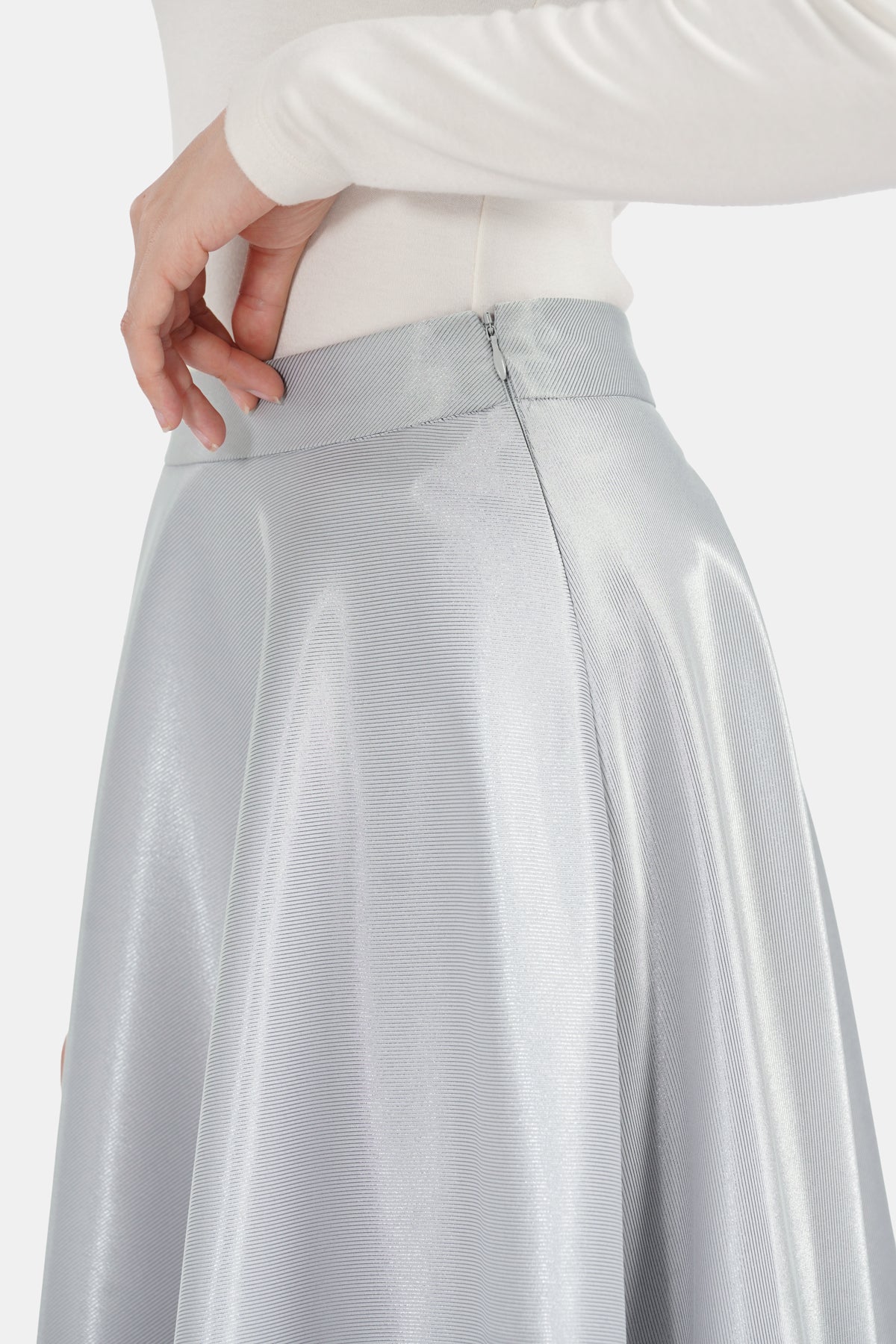 Lyserra Set Crop Shirt - Silver