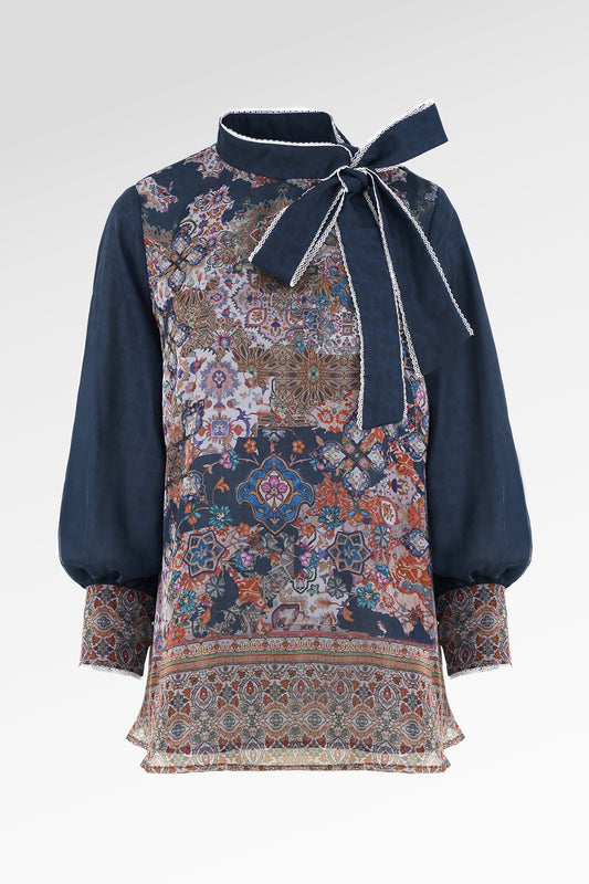 Marchesa Tie Bow Blouse - Majorelle