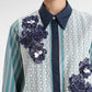 Metanoia Embroidery Lace Shirt - Blue Morpho