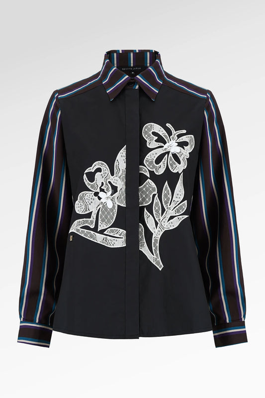 Metanoia Embroidery Shirt - Black