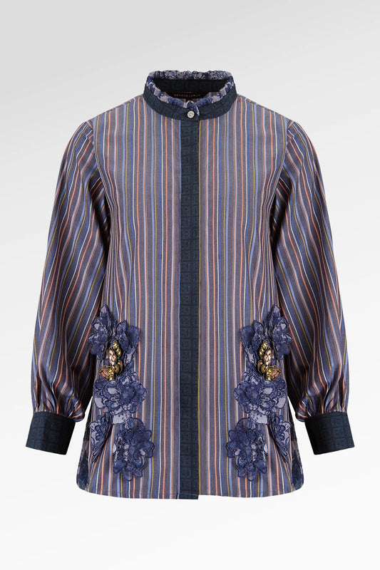 Metanoia Pleated Godet Shirt - Blue Morpho