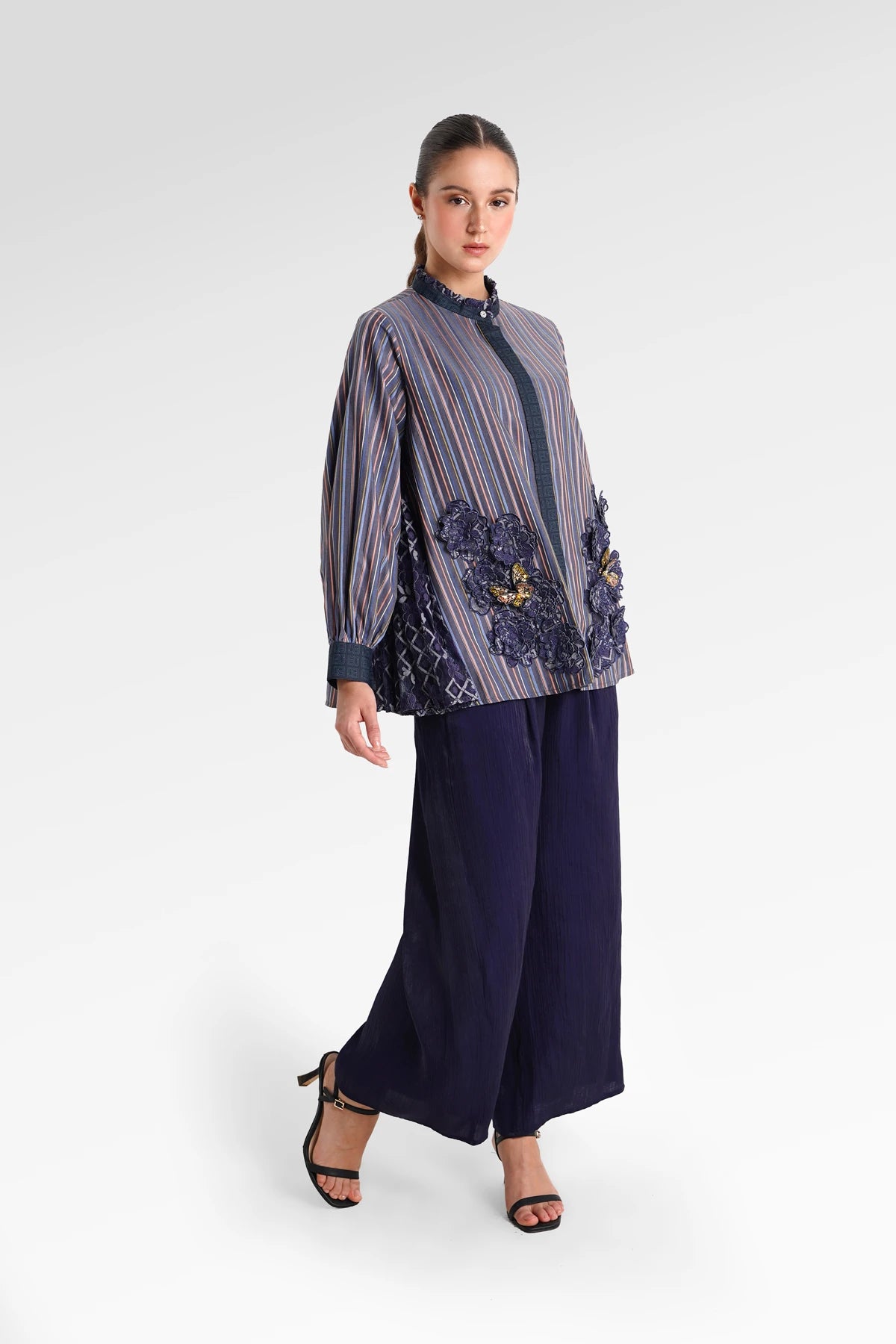 Metanoia Pleated Godet Shirt - Blue Morpho