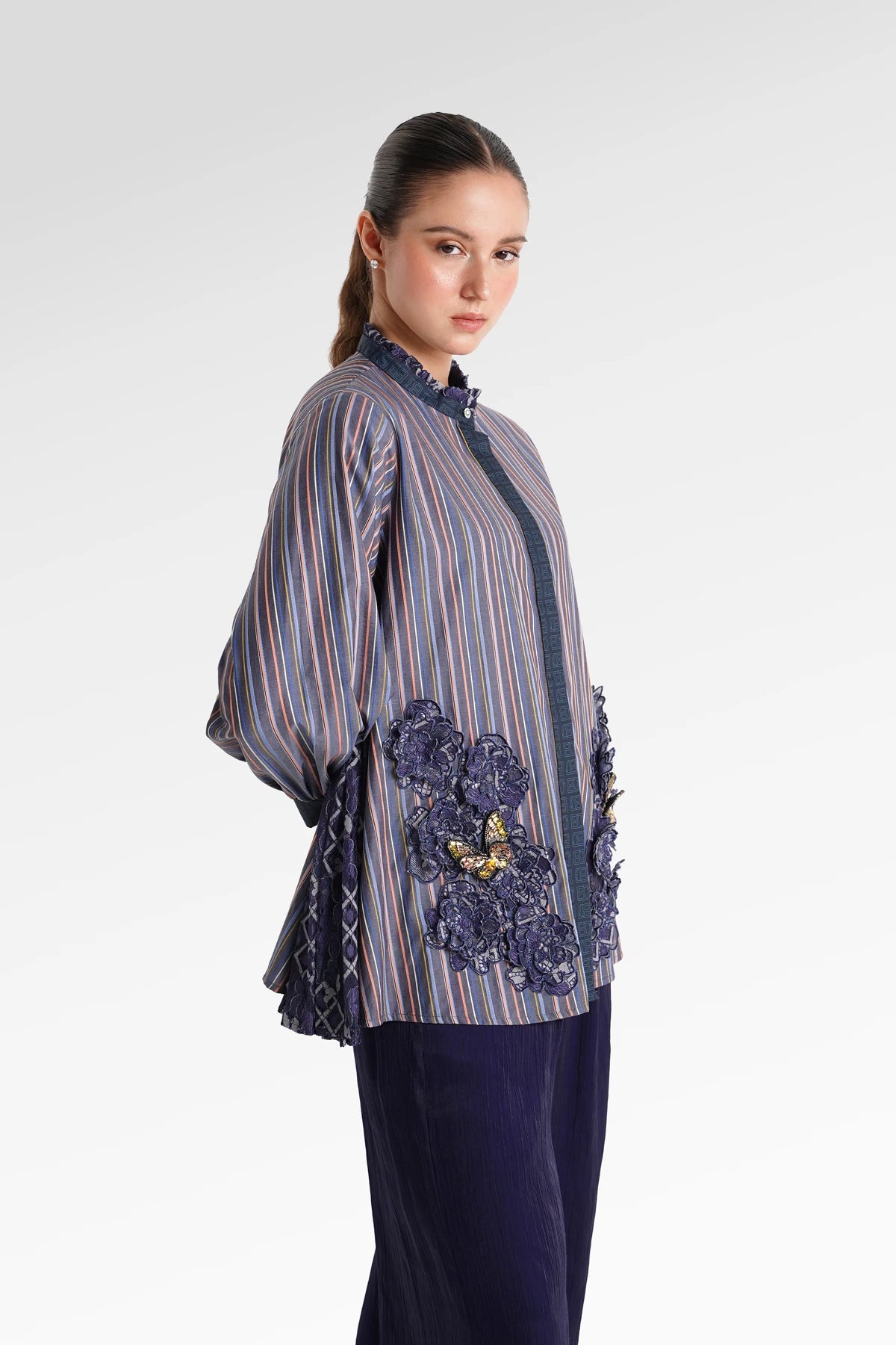 Metanoia Pleated Godet Shirt - Blue Morpho