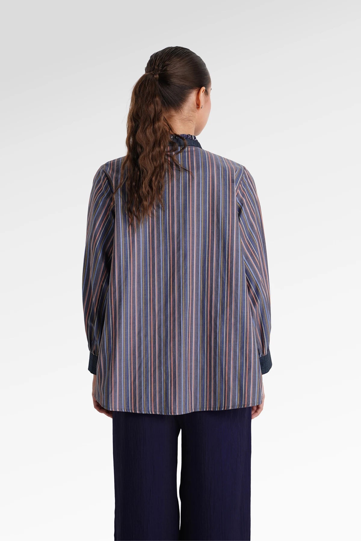 Metanoia Pleated Godet Shirt - Blue Morpho