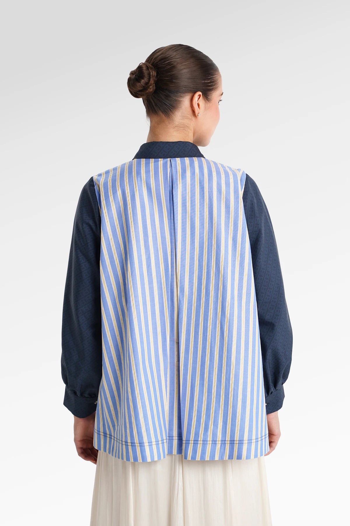 Metanoia Stripe Embroidery Shirt - Blue
