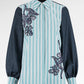 Metanoia Stripe Embroidery Shirt - Blue Morpho