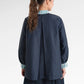 Metanoia Stripe Embroidery Shirt - Blue Morpho