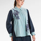 Metanoia Stripe Embroidery Shirt - Blue Morpho