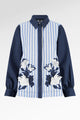Metanoia Stripe Embroidery Shirt - Blue