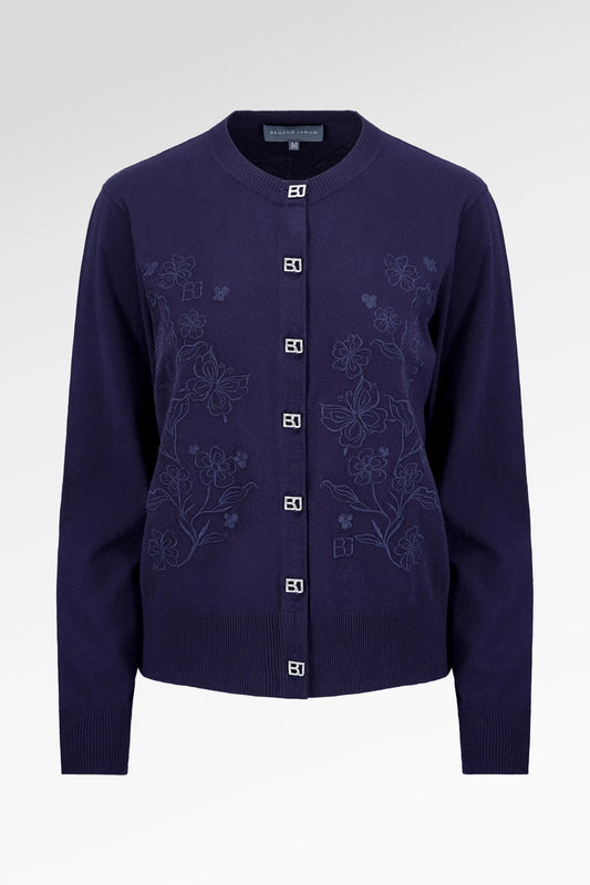 Metanoia Embroidery Cardigan - Blue Morpho